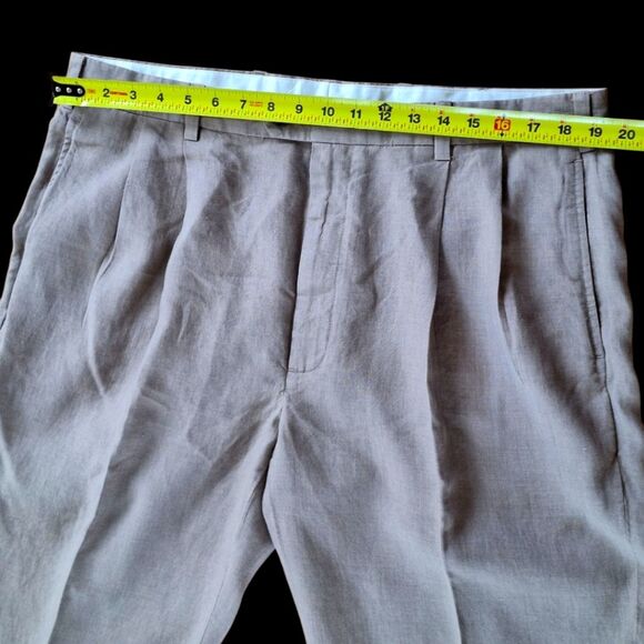 JOS. A. BANK Travelers Collection 100% Linen Pants Khaki Tan Cuffed 40 x 30 - Picture 5 of 15